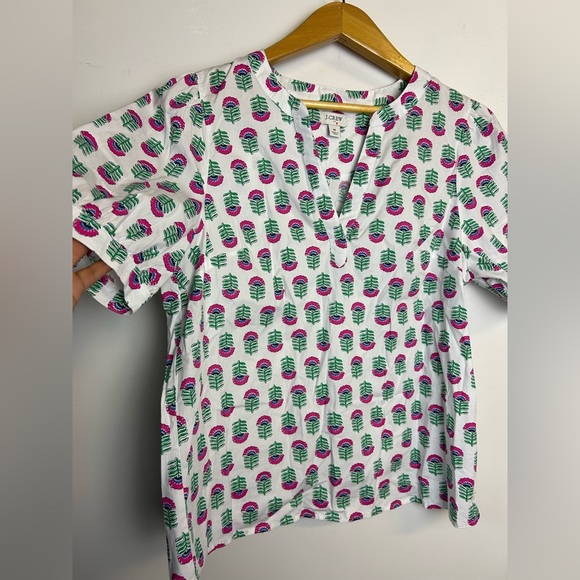 J.Crew Proppy Summer 2024 Size M Floral Short Sleeve Blouse Top  Vacation Hotel - Picture 4 of 13